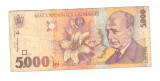 Bancnota 5000 lei 1998, circulata, stare relativ buna