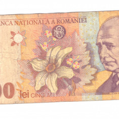 Bancnota 5000 lei 1998, circulata, stare relativ buna