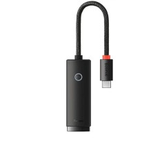 ADAPTOR RETEA Baseus Lite, USB Type-C to RJ-45 Gigabit LAN, LED, negru &quot;WKQX000301&quot; (timbru verde 0.18 lei) - 6932172606114