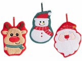Cumpara ieftin Set 3 ornamente brad Craciun textil multicolor cm 19 x 25 H