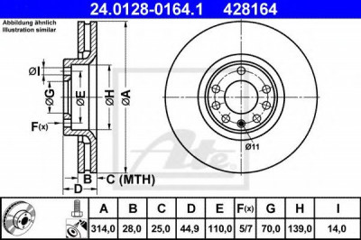 Disc frana SAAB 9-3 Cabriolet (YS3F) (2003 - 2016) ATE 24.0128-0164.1 foto