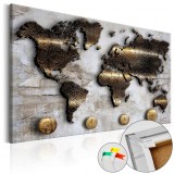 Cumpara ieftin Tablou din plută - Golden Journey [Cork Map] 90x60 cm