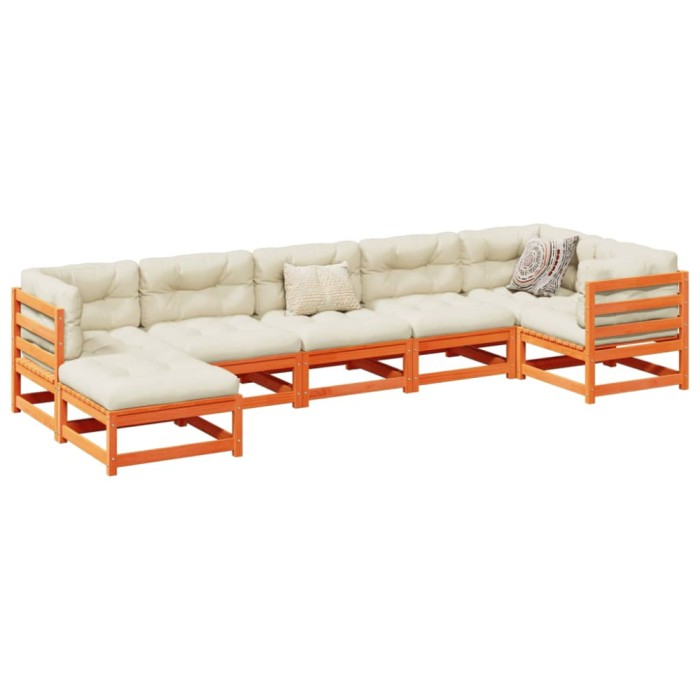 Gossi set canapele gradina cu perne, 7 piese, maro, lemn masiv de pin