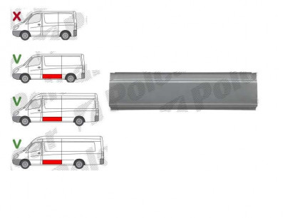 Piese de reparatie pentru panoul lateral MERCEDES SPRINTER, 07.2006-06.2018; VW CRAFTER (2E), 12.2005-04.2017, ampatament: 3665 mm, / 4325 mm, partea foto