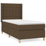 Cumpara ieftin Pat box spring cu saltea, maro inchis, 80x200 cm, textil