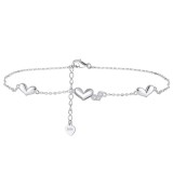 Cumpara ieftin Bratara de glezna argint 925, JW1819, model inimioare, placata cu rodiu