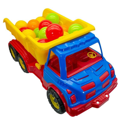 Camion de jucarie, bena basculanta, mingi plastic multicolore incluse foto
