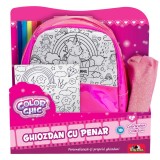 Ghiozdan cu penar, Color Chic, Roz