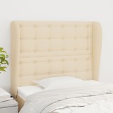 VidaXL Tăblie de pat cu aripioare, crem, 93x23x118/128 cm, țesătură