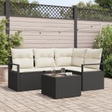 Set de canapea de grădină vidaXL cu 4 piese cu perne Ratan polimer culoare Marron, Canapea de grădină vidaXL cu 2 locuri și perne Ratan polimer culoar