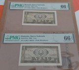 1 leu 1966 MS66 consecutive