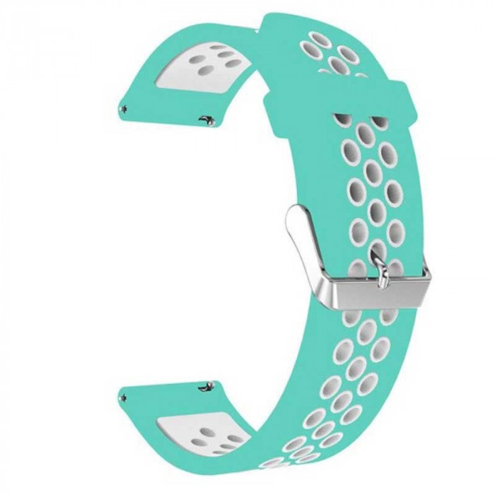 Curea silicon, compatibila Samsung Galaxy Watch Active, telescoape Quick Release, Teal White