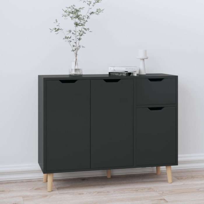 vidaXL Servantă, negru extralucios, 90x30x72 cm, PAL