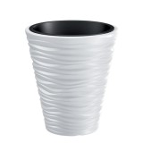 Cumpara ieftin Ghiveci decorativ flori Prosperplast Sand, rotund, alb, 34.5x38.5 cm, ceramica