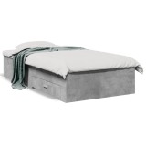 VidaXL Cadru de pat cu sertare, gri beton, 90x190 cm, lemn prelucrat 3280436