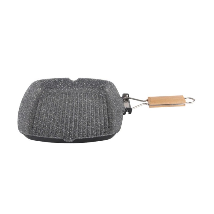Tigaie grill Zilan, 24 x 24 cm, aluminiu, interior granit, Gri