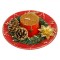 Compoziție Decorativă Crăciun, Lumanare, Diametru 15 cm, Culoare Roșu, Accesorii: Conuri și Frunze Verdii