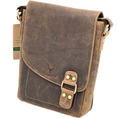 Borseta Piele de Vanat pentru Barbati: Brand HUNTER, Maro/Maro deschis, 20x24x6 cm
