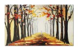 Tablou pictat manual dormitor, living, Pe aleea vietii, stilizat, 100x60cm ulei pe panza in cutit efect 3D
