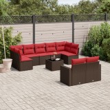 VidaXL Set canapele de grădină cu perne, 10 piese, maro, poliratan