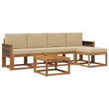vidaXL Set de canapele de exterior 6 pcs Natural și Bej Poliester 3385149