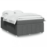 VidaXL Pat box spring cu saltea, gri &icirc;nchis, 140x190 cm, textil