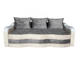 Cumpara ieftin Canapea Extensibila Simona Gri Crem, 225x74x100 cm, Lada Depozitare, Stofa Catifelata, 3 Perne Decorative