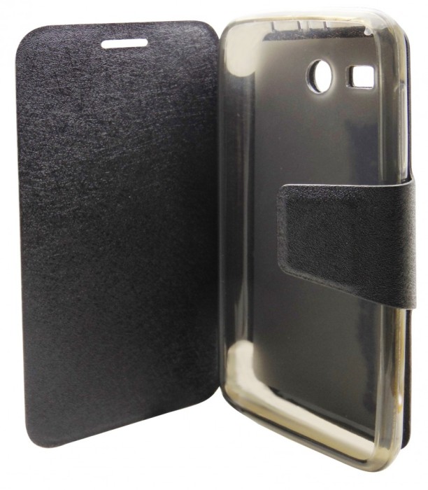 Husa tip carte cu stand neagra (cadru silicon) AIMI pentru Huawei Ascend Y511