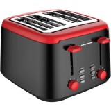 Prajitor de paine Heinner Wassay 1450 HTP-1450BKR, 1750 W, 4 felii de paine, Decongelare, Negru/Rosu