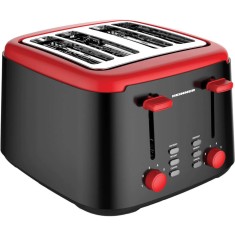 Prajitor de paine Heinner Wassay 1450 HTP-1450BKR, 1750 W, 4 felii de paine, Decongelare, Negru/Rosu
