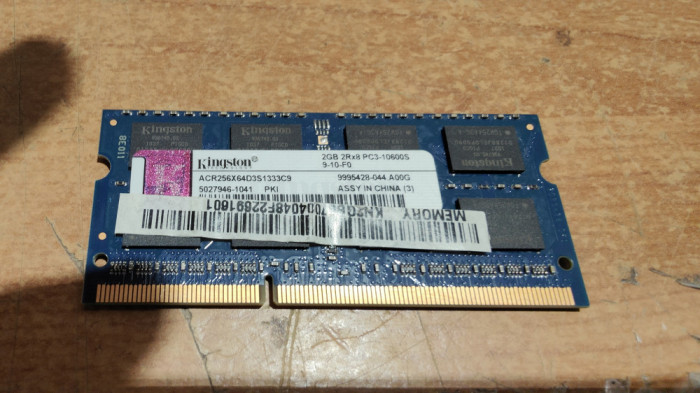 Ram Laptop Kingston 2GB DDR3 PC3-10600S ACR256X64D3S133C9