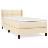 Cumpara ieftin Pat box spring cu saltea, crem, 90x200 cm, textil