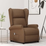 Fotoliu cu ridicare, maro, material textil