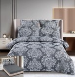 Cumpara ieftin Lenjerie Pat Jacquard Chamakh Jx002, Jacquard, 6 Piese, Fara Elastic, Gri