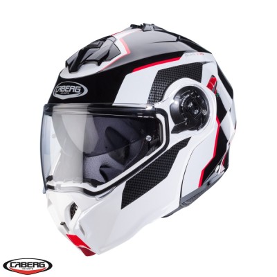 Casca modulabila pentru scuter - motocicleta (flip-up) Caberg model Duke Evo Move M3 SV negru/alb/rosu lucios Pinlock ready &amp;ndash; lentila Pinlock inclusa foto
