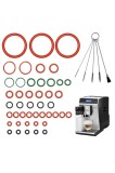 Set intretinere GEEKHOM cu 45 inele O-Ring, 11 dimensiuni, 5 perii curatare pt. masini cafea Delonghi ESAM/ECAM/ETAM