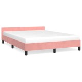 Cumpara ieftin Cadru de pat cu tablie fara saltea, roz, 140x200 cm, catifea