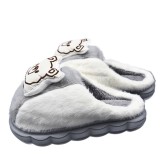Papuci de Casa Pufosi si Caldurosi pentru Copii - Model CuteBear, Gri, 32-33