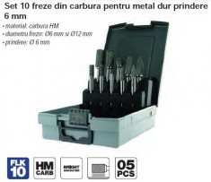 Set 10 freze din carbura pentru metal dur prindere 6 mm foto