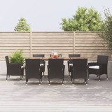 vidaXL Set mobilier de grădină cu perne, 9 piese, negru, poliratan 3187393
