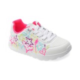 Pantofi sport SKECHERS albi, UNO LITE, din piele ecologica