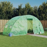 Sera gradina vidaXL, 10 m&sup2;, 5x2x2.3 m, verde, cu cadru otel galvanizat, usa rulanta si 4 ferestre