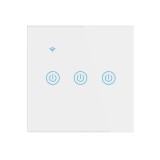 Intrerupator inteligent cu touch Open, Wi-Fi, fara nul, 3 canale, 10A, sticla securizata, Tuya, Smart Life, compatibil Amazon Alexa Google Assistant