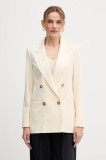 United Colors of Benetton sacou din l&acirc;nă culoarea bej, cu două r&acirc;nduri de nasturi, uni, 2YVXDW03A