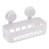 Raft pentru Baie, Model cu Ventuză, Alb, 26x11x7cm, Capacitate 3kg, Plastic, Oem
