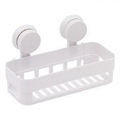 Raft pentru Baie, Model cu Ventuză, Alb, 26x11x7cm, Capacitate 3kg, Plastic