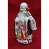 Bibelou Portelan Calugar Budist, Statueta Decorativa, Alb/Maro/Crem, Ceramica, H23cm, Aniversare, Aspect Vintage