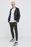 Superdry pantaloni de trening culoarea verde, neted