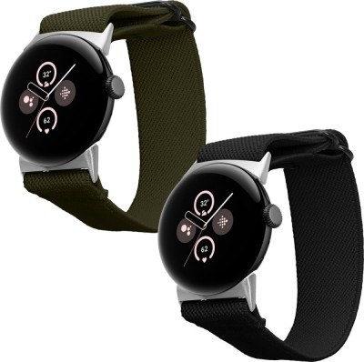 Set 2 Curele Kwmobile pentru Google Pixel Watch 2/Pixel Watch, Negru/Verde inchis, Nylon, KWM000025BF003C foto