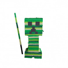 Pinata personalizata model Creeper Minecraft, 60 cm, verde